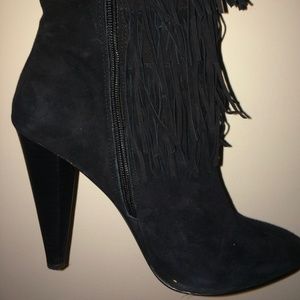 Steve Madden Black Suede Fringe Boots